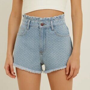 NWT LE LIS Women's High Waisted Patterned Denim Jean Shorts - size S
